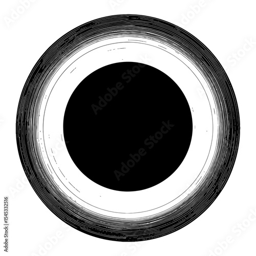A Full Shot Black Hole Abstract Target Outer Space Universe Black and White Outline Line Art Drawing
