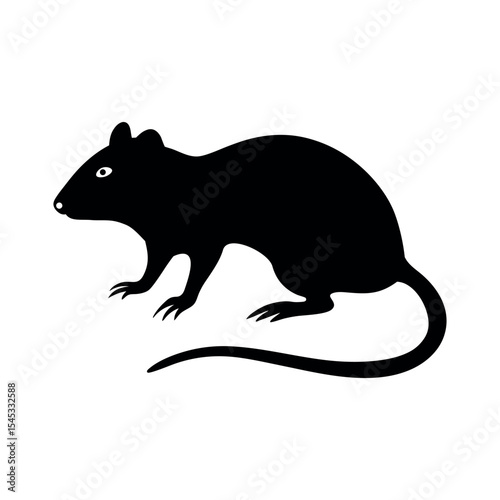 Rat silhouette, Black Color Rat Silhouette.