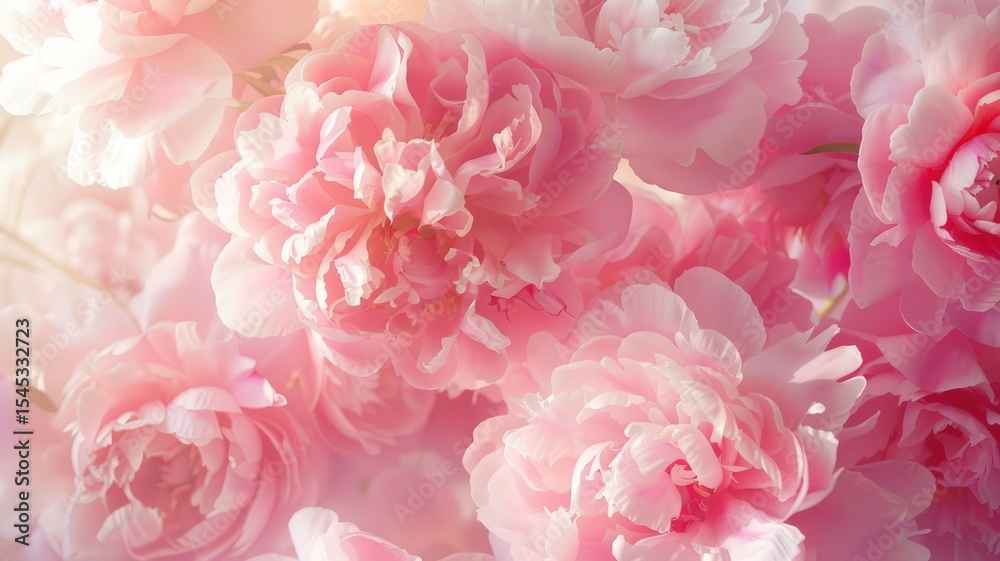 Fototapeta premium This image features a close up view of a beautiful bunch of pink flowers