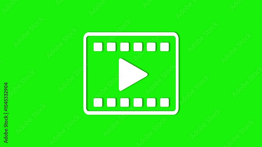 Player Looping Icon Video Play Icon Animation, Film Strip Frame on Green Screen, Media ...