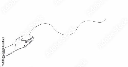 Self drawing line animation hand releases dove of peace Hope bird continuous one single line drawn concept video