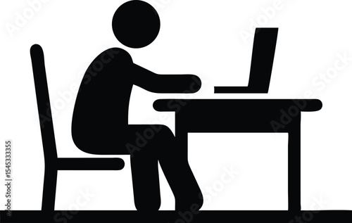 Person Working on Laptop Silhouette at Desk