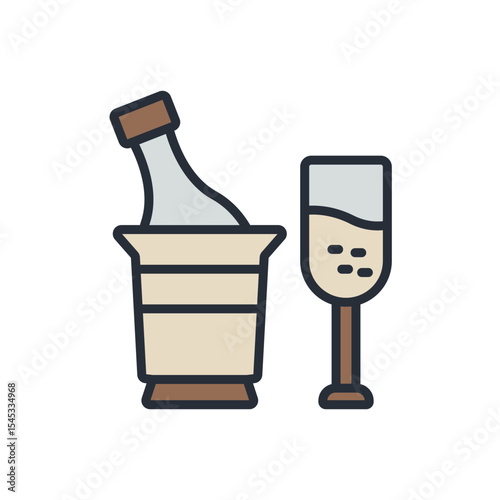 champagne icons isolated on White Background. Flat style design
