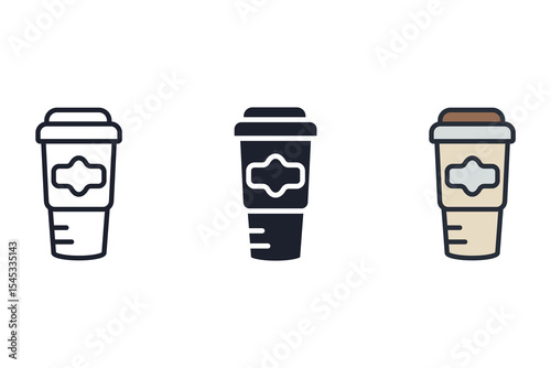 coffee cup icons isolated on White Background. Flat style design
