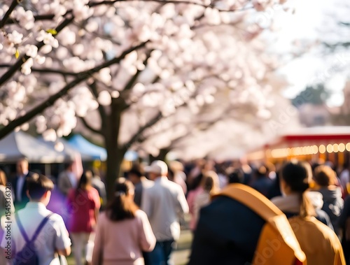 Wallpaper Mural Crowd strolling under cherry blossoms Torontodigital.ca