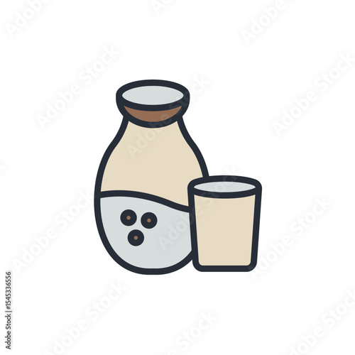 sake icons isolated on White Background. Flat style design
