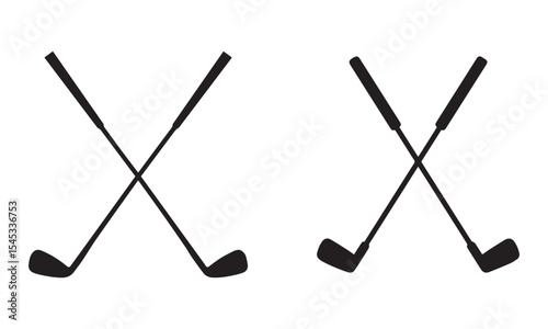 Pair of iron or wedge golf club flat vector icon for sports apps and websites. vector illustration isolated on transparent background. Vector illustration eps file.