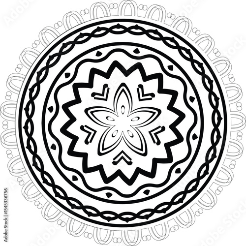 Premium Luxurious Black Mandala Design | Royal White Background Art	
