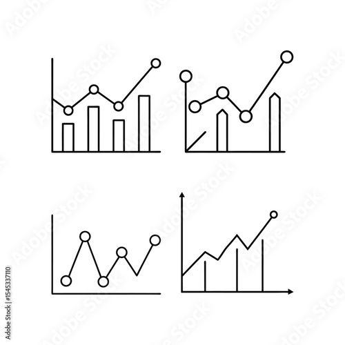 A set of growing diagram icon line art vector illustration