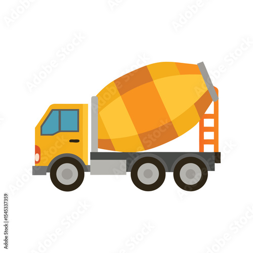 Colorful concrete mixer truck vector art illustration