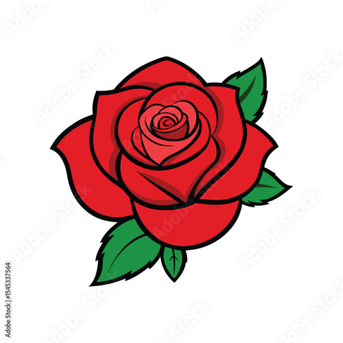 Realistic red rose flower vector illustration
