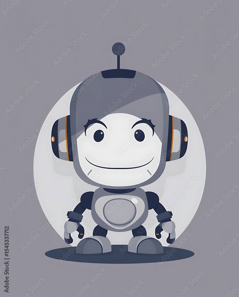 Obraz premium Cute robot girl, front view