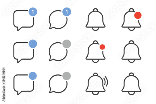 Notification alert icons with message and bell on dark background