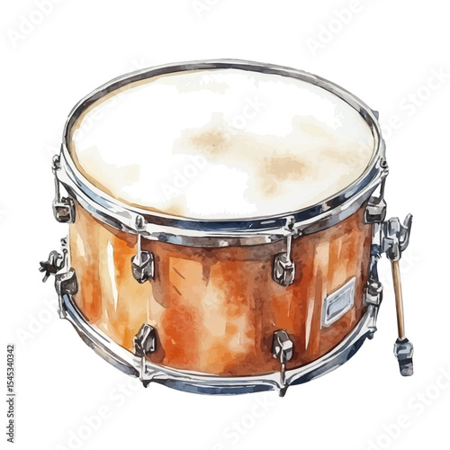 Drum Skin, watercolor painting vector, isolated on a white background.