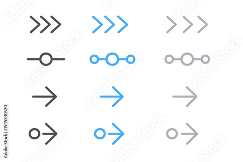 Glowing blue and white arrows on black background