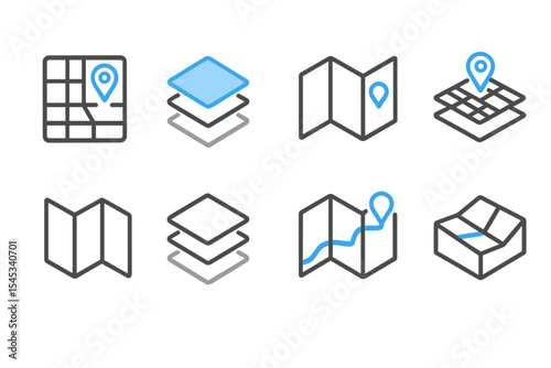 Glowing location icons on map interface background