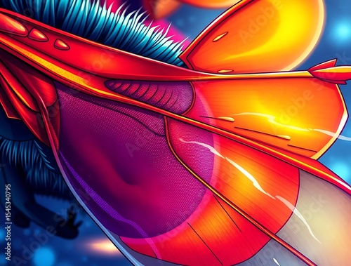 Colorful futuristic creature wings