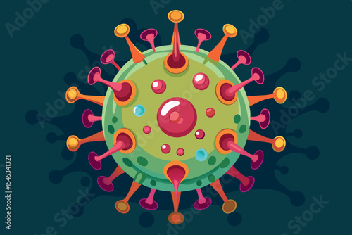 Colorful representation of a virus model in digital art