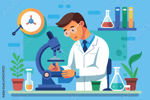 Scientist using microscope in laboratory for research and experiments