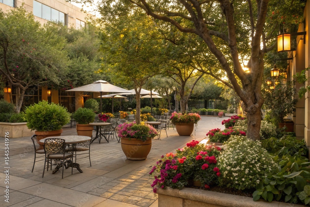Naklejka premium Vibrant Potted Plants on a Sunny Patio Deck