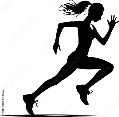 Silhouette of a Woman Runner, Dynamic and Powerful