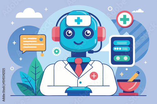 Healthcare robot assistant providing virtual support in a modern medical environment