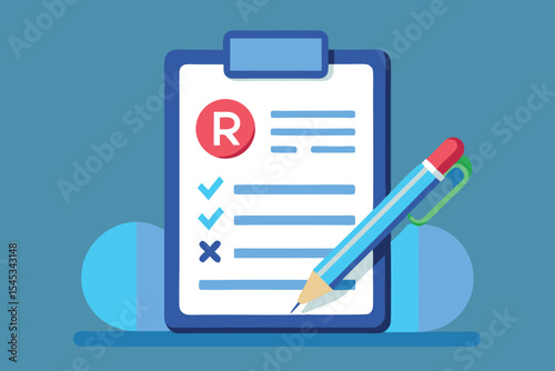 Checklist and clipboard with a pen on a blue background for organization tasks