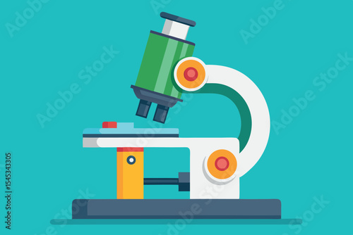Colorful microscope on a vibrant background with detailed design elements showcasing scientific exploration