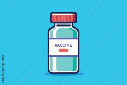 Vaccine bottle on a blue background symbolizing health awareness