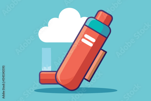 Colorful inhaler with a sleek design against a blue background featuring a cloud