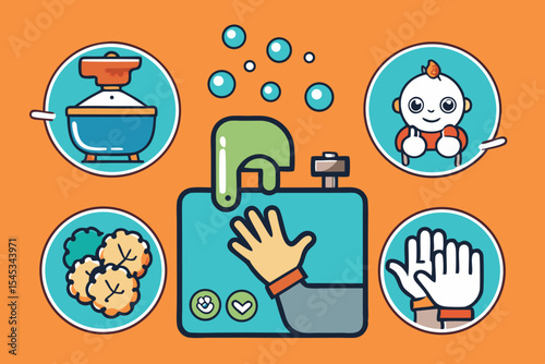 Hand washing kitchen tools promotes cleanliness and health for safe food preparation