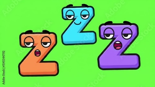 Colorful Z Characters Illustration on Green