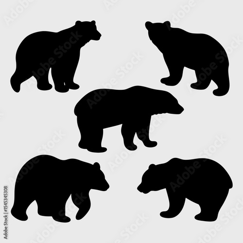 Black Bear Silhouette Vector set collection
