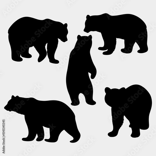 Black Bear Silhouette Vector set collection