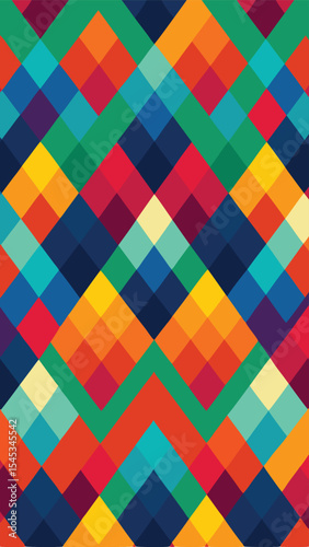 Geometric abstract pattern with colorful diamond shapes suitable for backgrounds and design