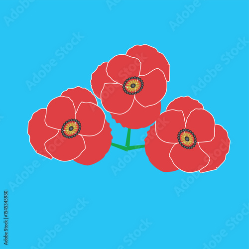Poppy Vector Illustration with Floral Nature Elements