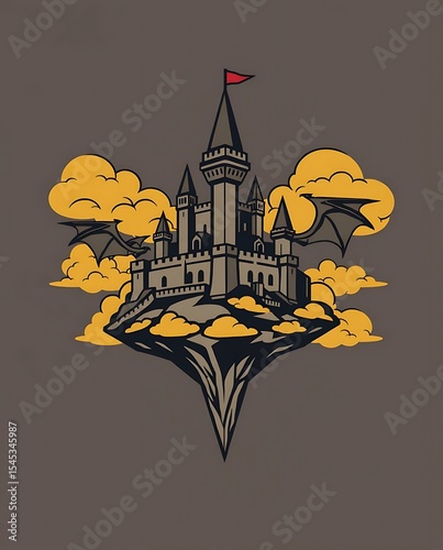 Floating castle in clouds