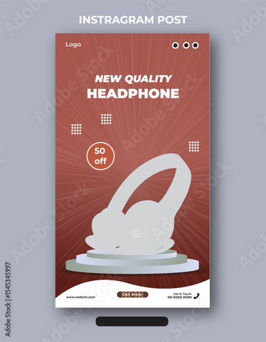 New quality Instagram headphone product sale post banner design template