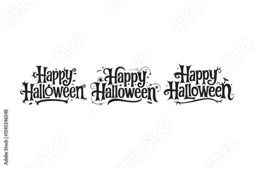 Happy Halloween Typography Designs Spooky Lettering Clipart Set