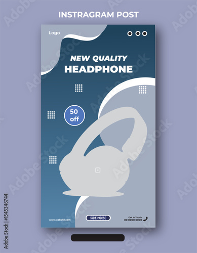 New quality Instagram headphone product sale post banner design template