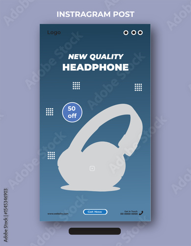 New quality Instagram headphone product sale post banner design template