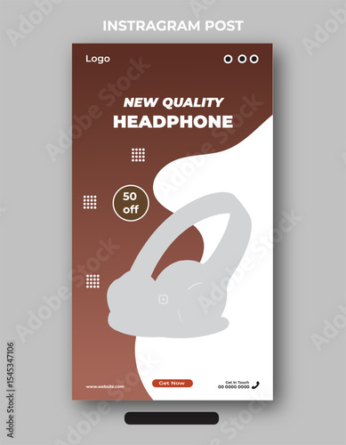 New quality Instagram headphone product sale post banner design template