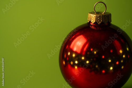 Festive bauble reflection for creative holiday photography and Christmas visual effects