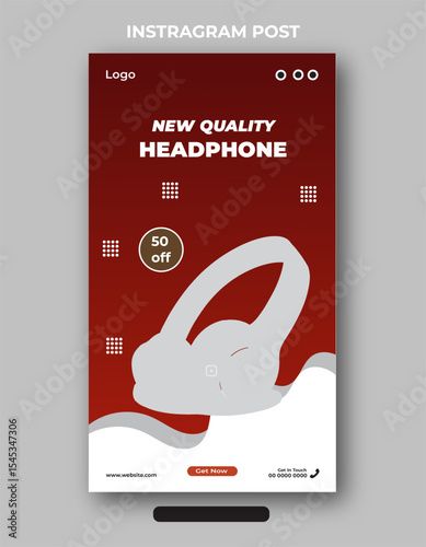 New quality Instagram headphone product sale post banner design template