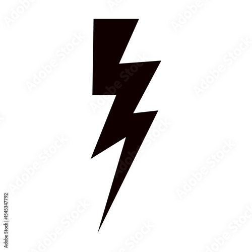 Thunder hand style comic energy flash. Drawn lightning bolt electric icon. Flat vector illustration isolated on white background.