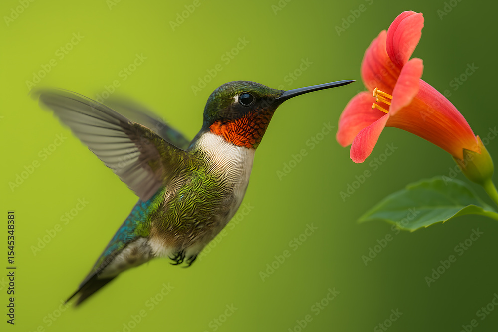 Fototapeta premium Hummingbird and Swan Elegance for Nature Calendar Art