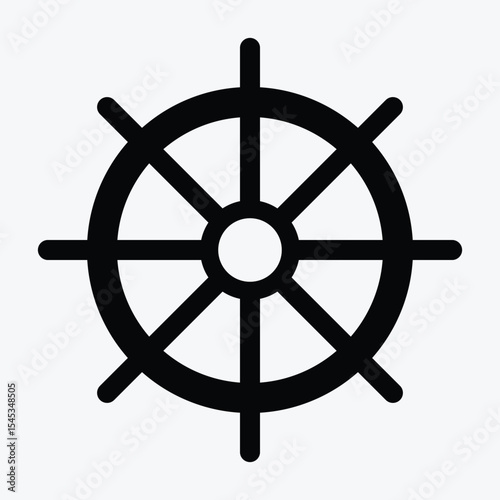 Dharmachakra Icon and Helm Symbol in EPS Format on Transparent Background. Buddhist Wheel of Dharma, Religious and Spiritual Vector Design