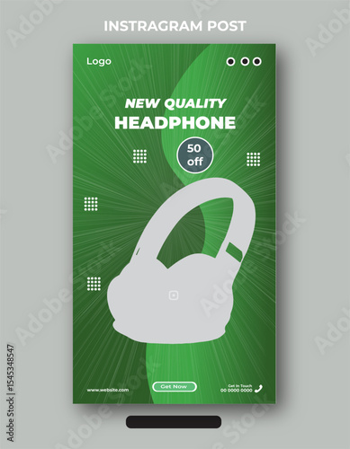 New quality Instagram headphone product sale post banner design template