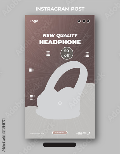 New quality Instagram headphone product sale post banner design template