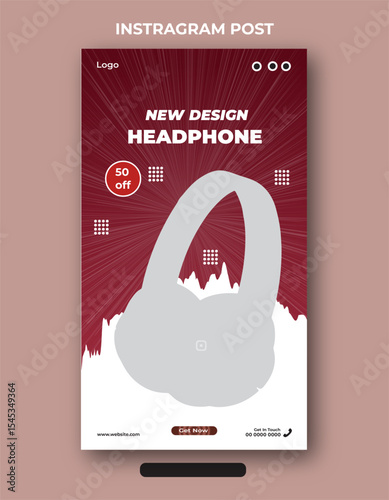 New quality Instagram headphone product sale post banner design template
